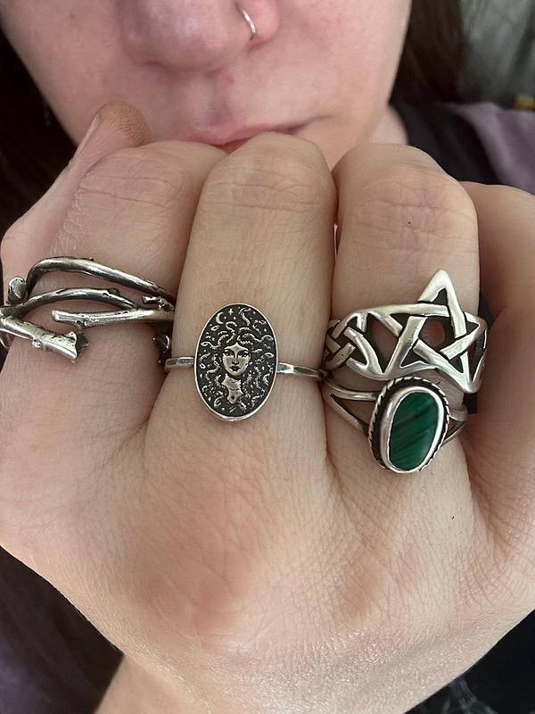 Sterling Silver Medusa Ring – Greek Mythology Oval Signet – Serpent Jewelry Snake Goddess – Pagan Witchy Ring – Handmade Occult Dark Fantasy - Image 3