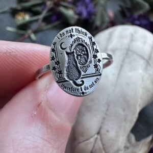 Sterling Silver Cat Ring - I Do Not Think Therefore I Do Not Am