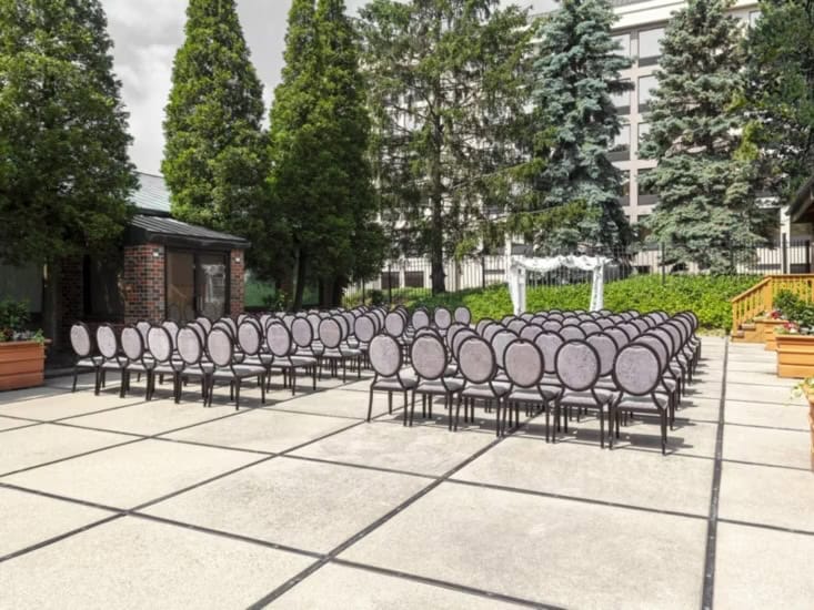 Outdoor terrace with seating for events. Gallery Image