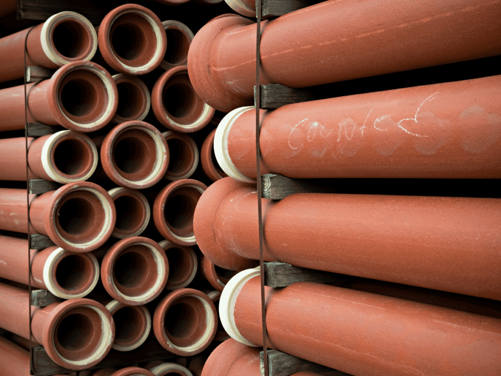 Clay pipe replacement for damaged underground sewer lines. Clay pipe replacement for damaged underground sewer lines.