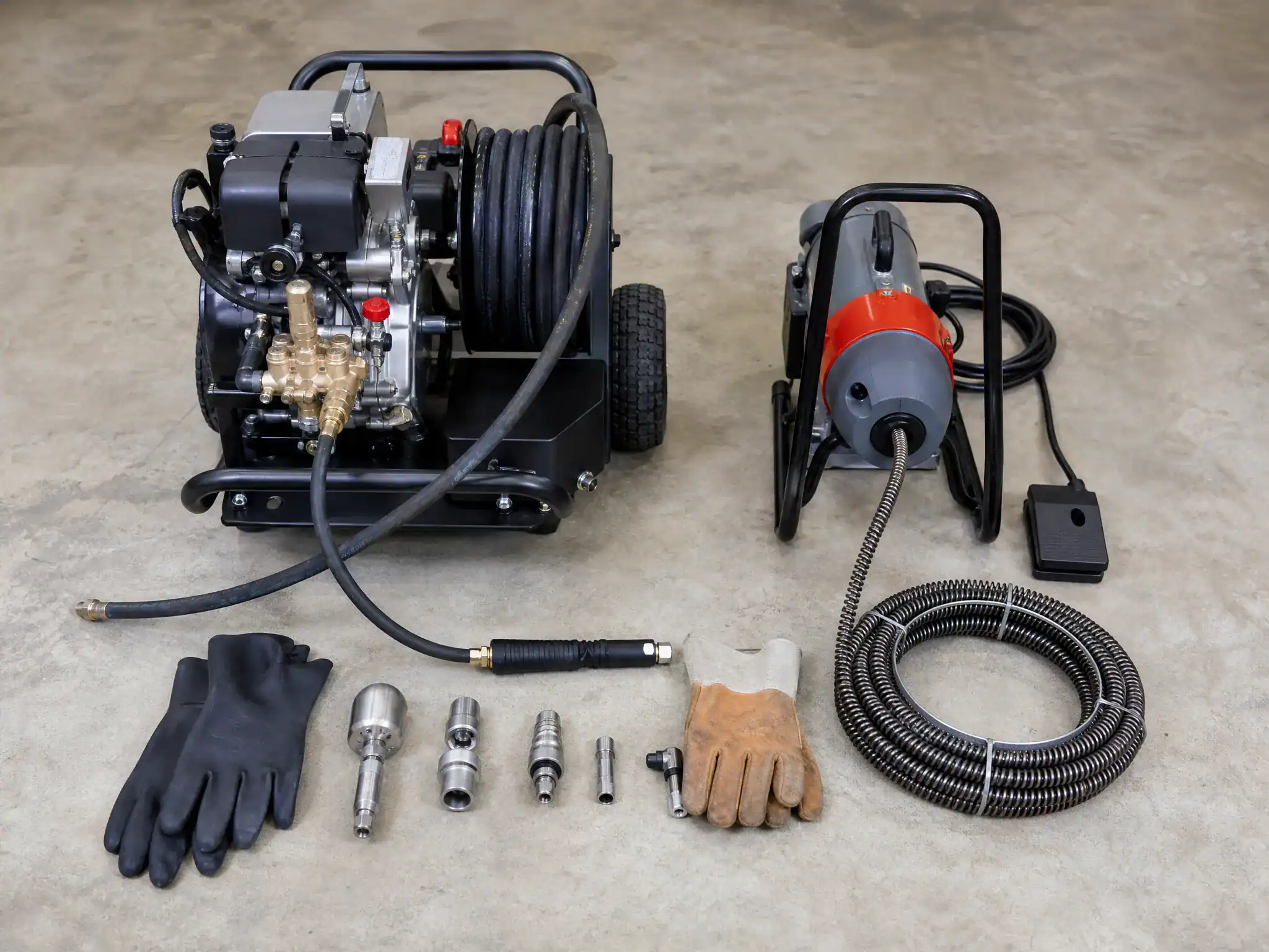 Thompson Trenchless and Hydro Jetting shows professional tools ready for pipe and drain cleaning jobs.