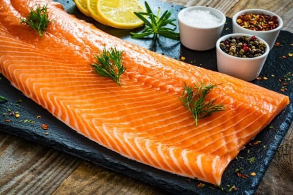 Salmon filets on a plate