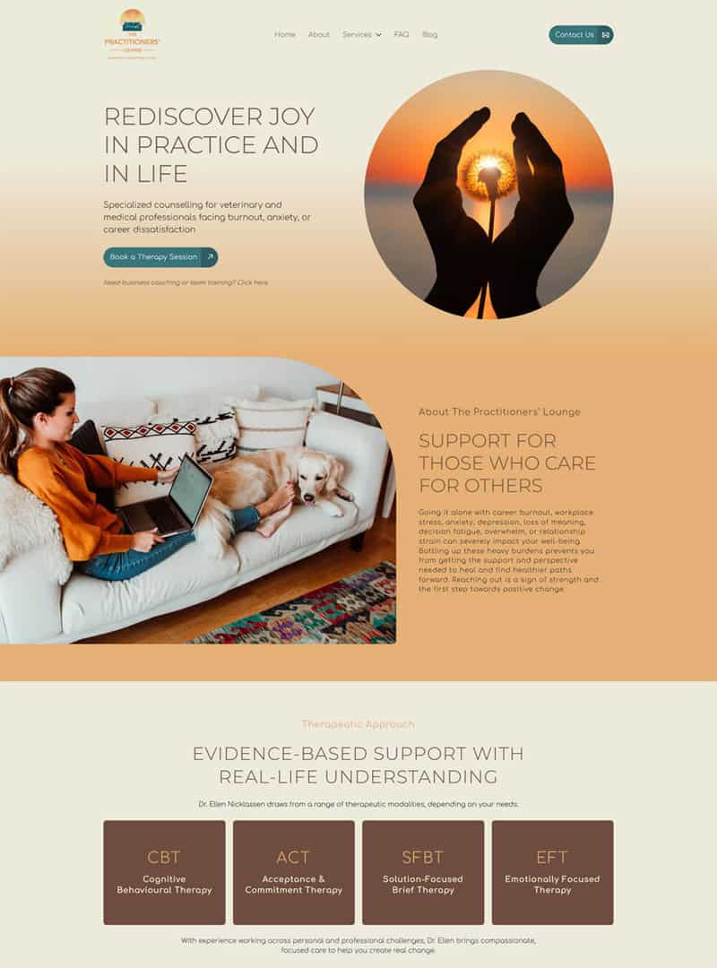 Website promoting mental health support services.