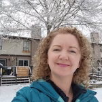 Snowy day with a tree backdrop