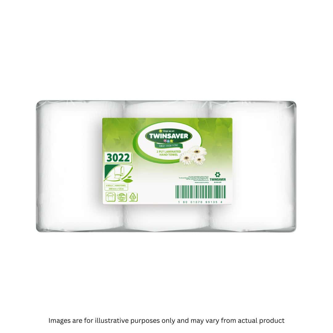 TWINSAVER | 2 PLY AUTOCUT LAMINATE REFLEX HAND TOWEL X 6 ROLLS | ITEM CODE: 3022