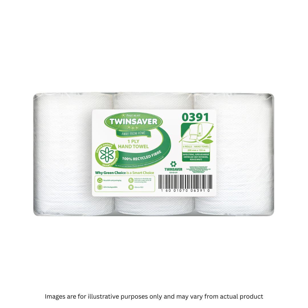 TWINSAVER | 1 PLY REFLEX HAND TOWEL X 6 ROLLS | ITEM CODE: 391