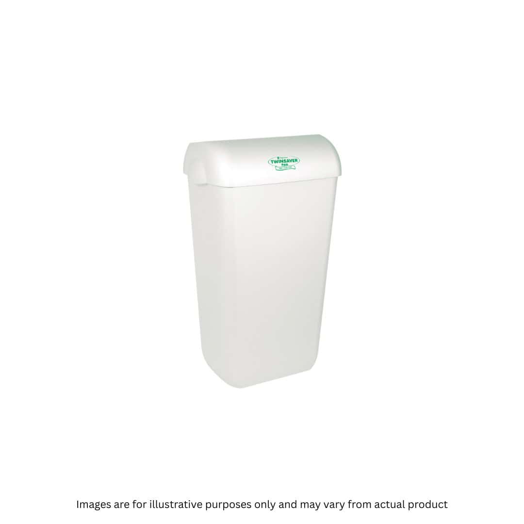TWINSAVER | 23L WALL BIN WITH LID WHITE | ITEM CODE: 935