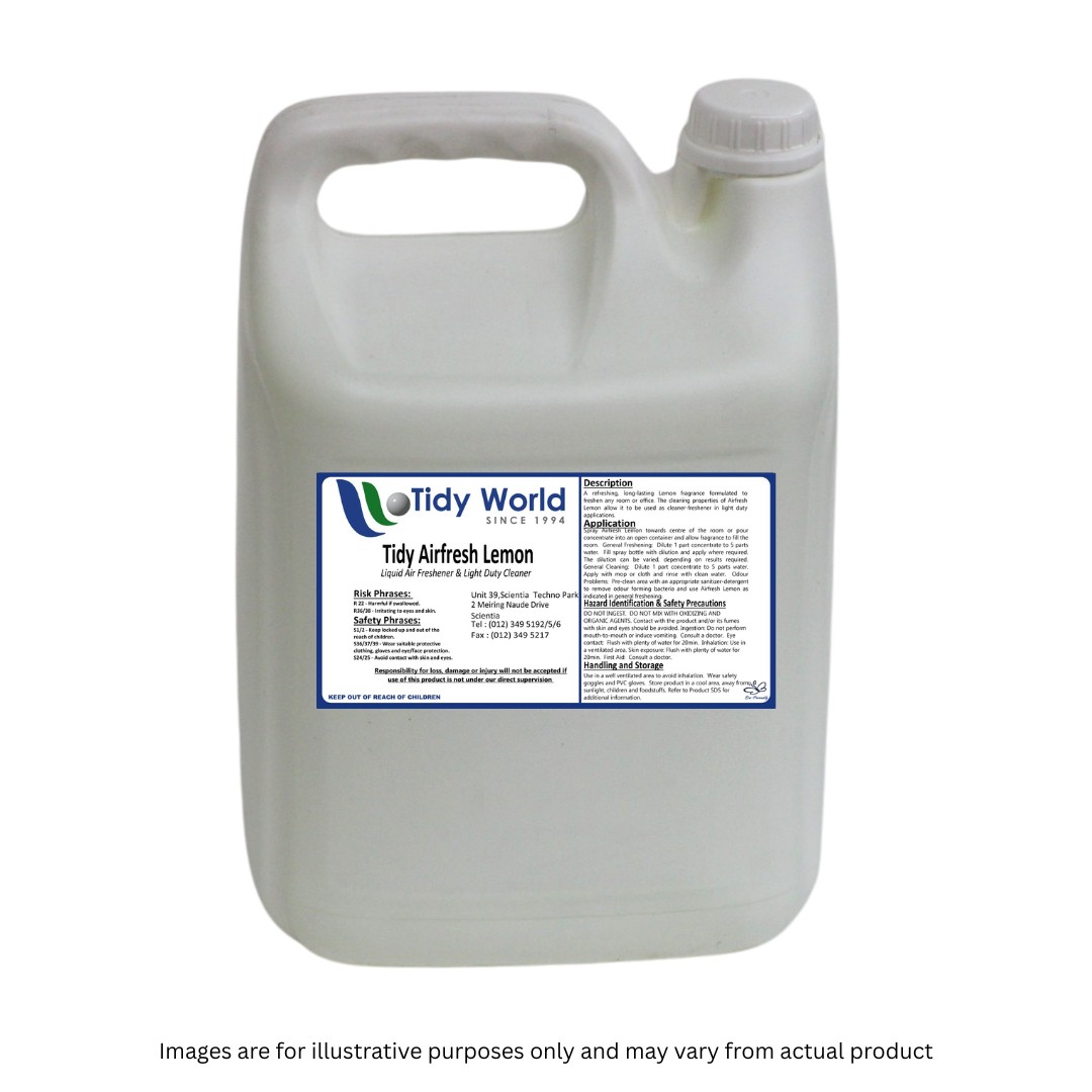 TIDY AIR LEMON | LIQUID AIR FRESHNER & LIGHT DUTY CLEANER-5L