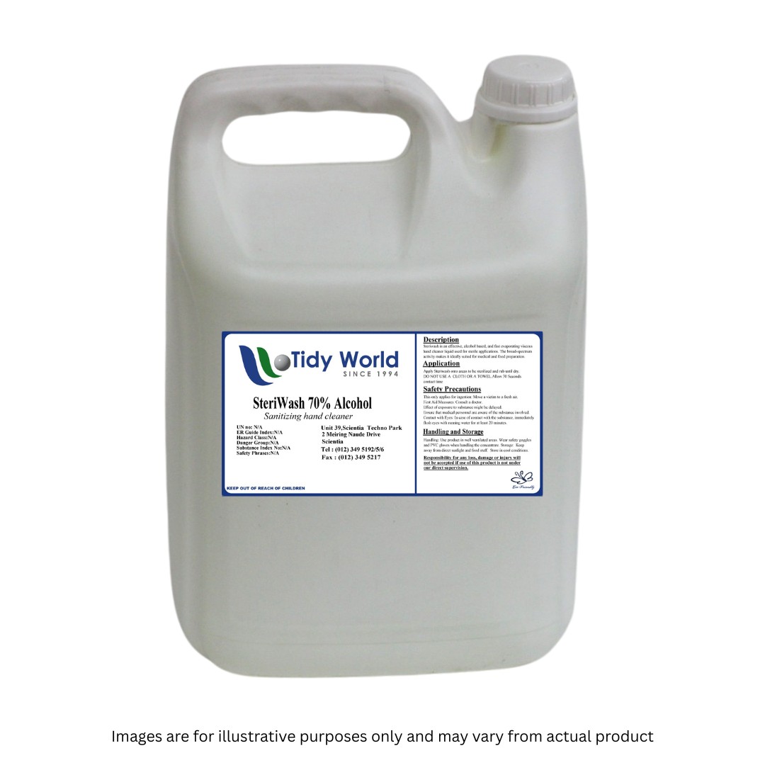 TIDY STERIWASH | 70% ALCOHOL BASED SANITIZING GEL-5L