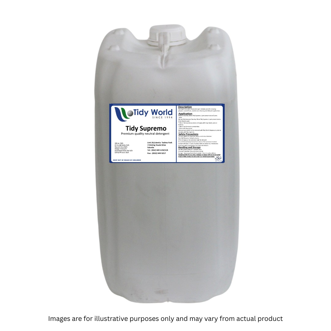 TIDY SUPREMO | PREMIUM QUALITY NEUTRAL DETERGENT-25L