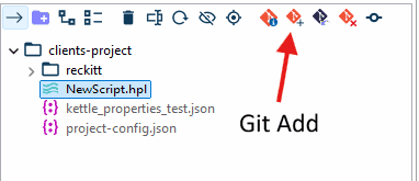 A staged file with its label changed from red to green after Git Add