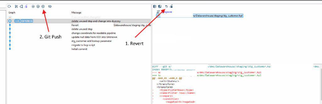 The revert option in Hop GUI resetting uncommitted changes to the latest HEAD state