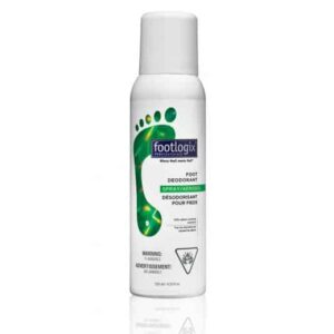 Footlogix foot deodorant spray for odour control and freshness.