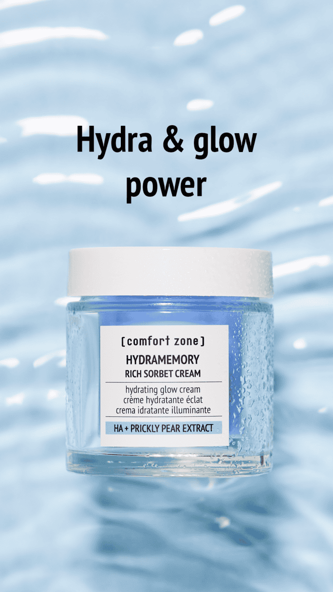 Hydramemory Rich Sorbet Cream for deep hydration and glowing skin.