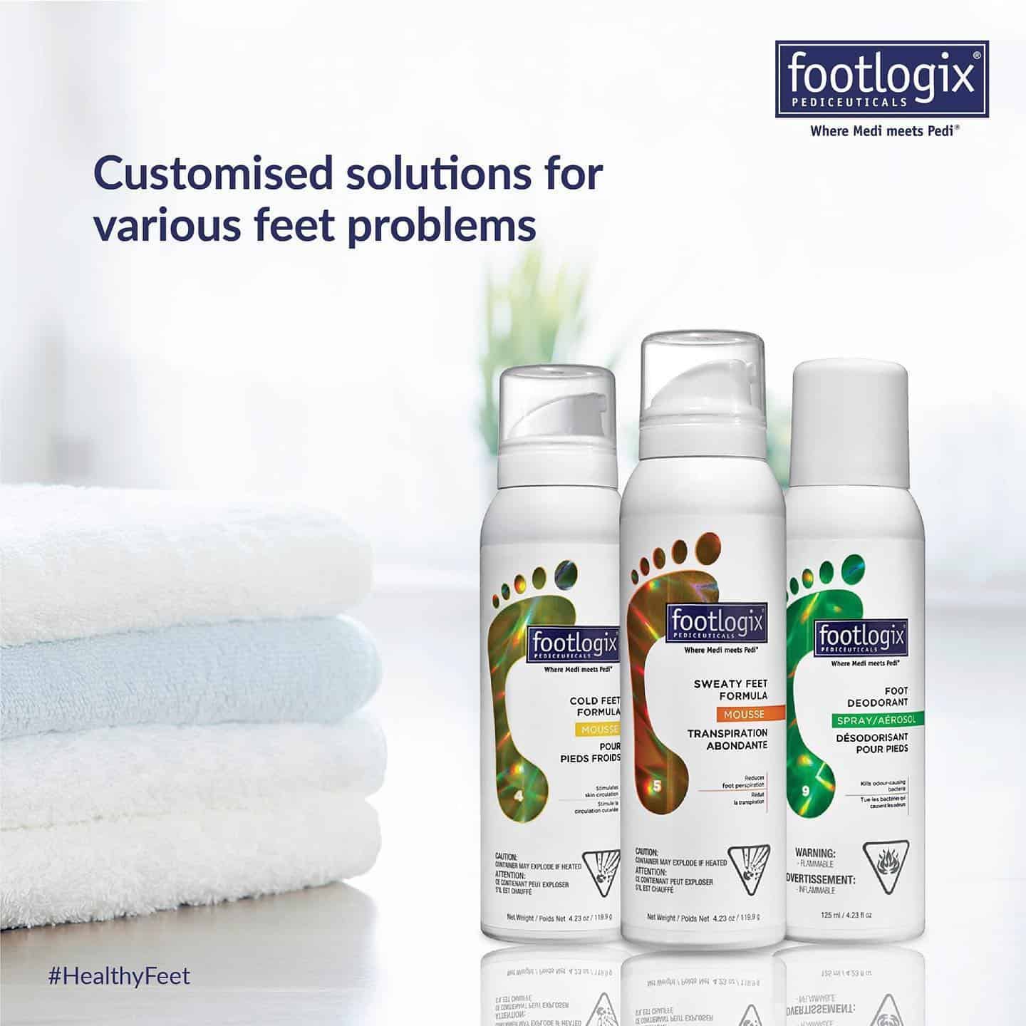 Footlogix Sweaty Feet Formula for foot odour and moisture control.