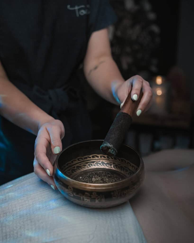 Relaxing sound therapy bowl used in spa treatments at Tonic Day Spa.