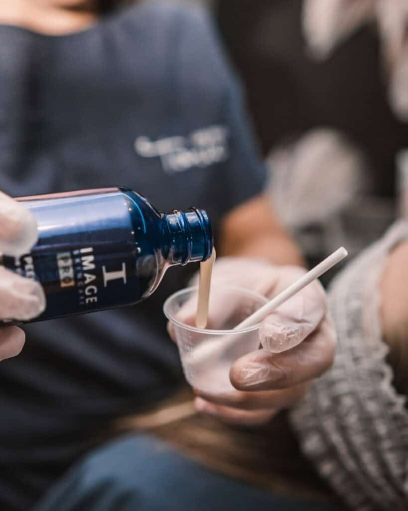 Professional skincare treatment being prepared at Tonic Day Spa.