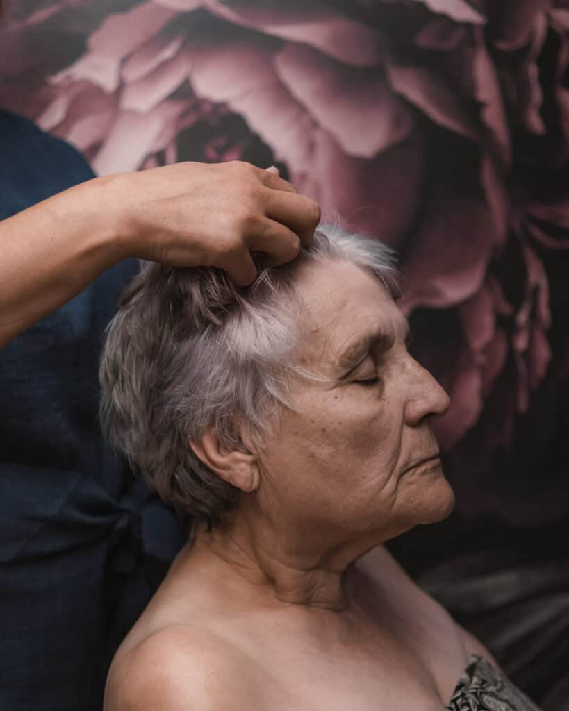 Relaxing elderly massage therapy for stress relief and wellness.