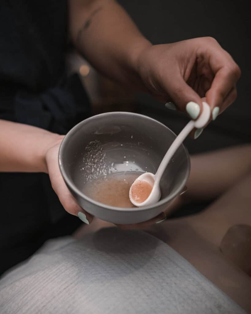 Chemical peel being prepared for facial rejuvenation treatment.