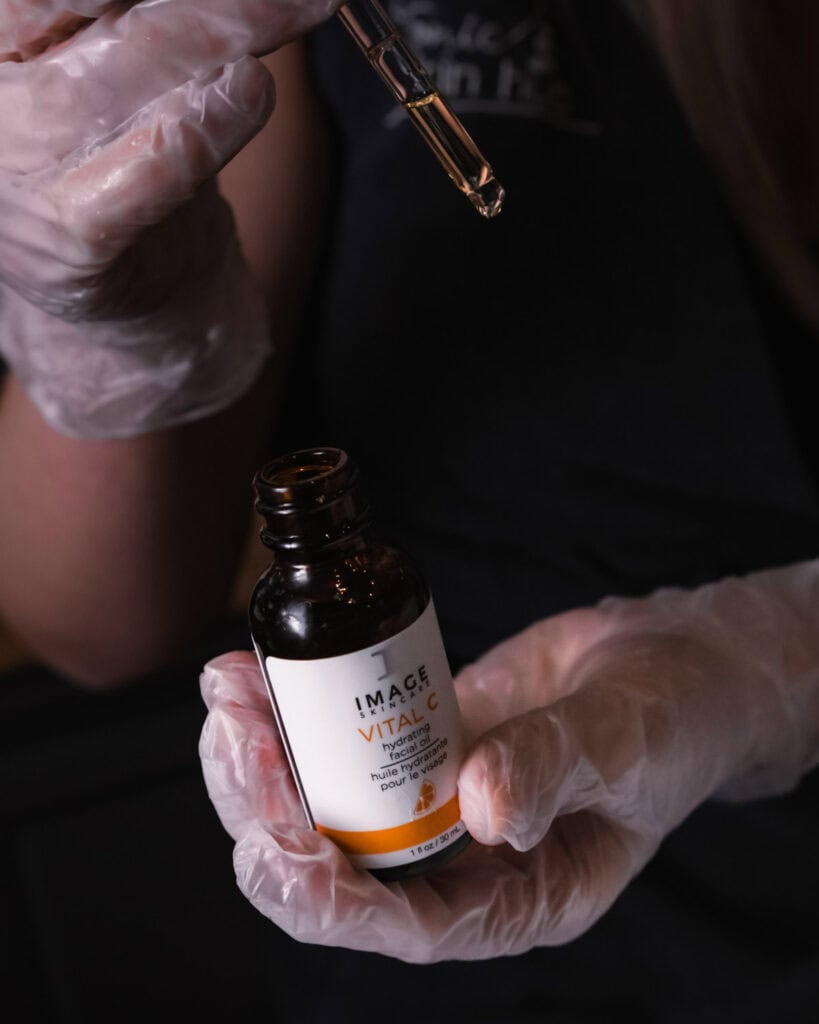 Chemical peel treatment being prepared at Tonic Day Spa for skin rejuvenation and improved complexio.