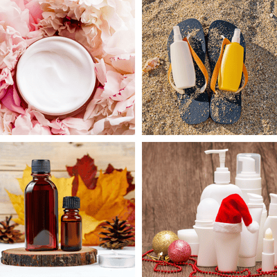 Skincare products and accessories for seasonal skincare routines at Tonic Day Spa.