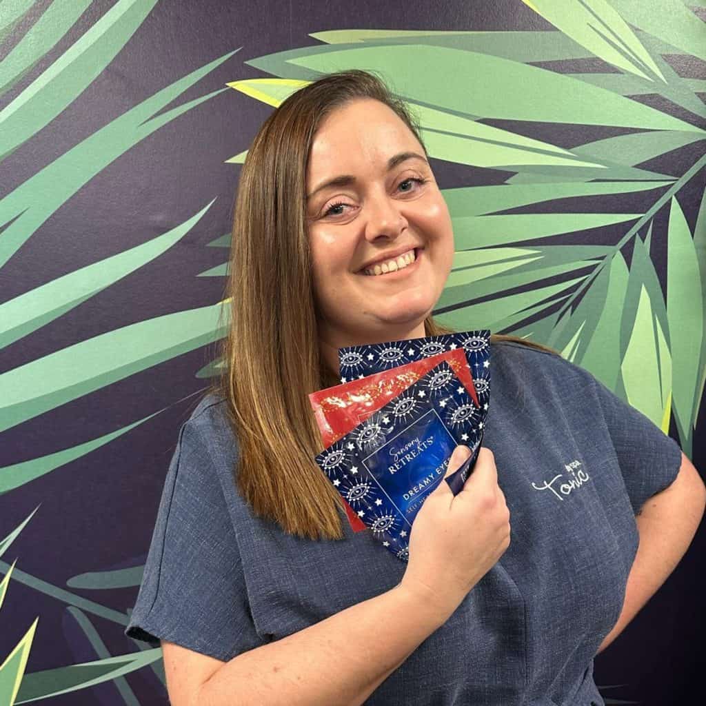 Charlotte enjoying a relaxing spa treatment at Tonic Day Spa, showcasing professional skincare servi.