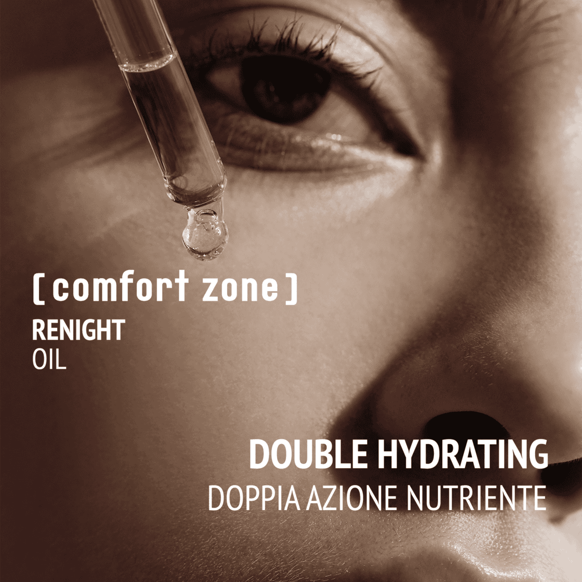 Close-up of a person applying Renight Oil for hydration and relaxation.