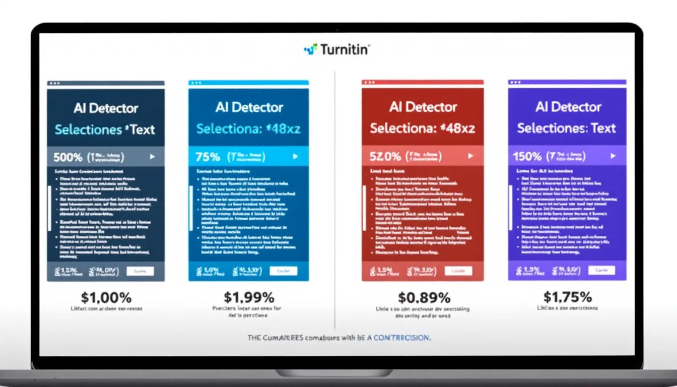 A side-by-side comparison of different AI detection tools including Turnitin's AI detector.