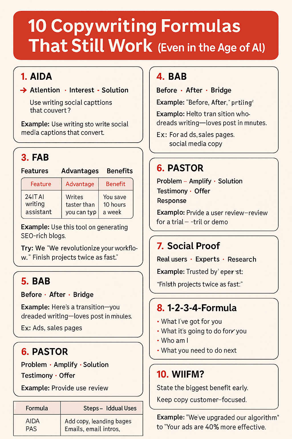 Copywriting formula Infographics 