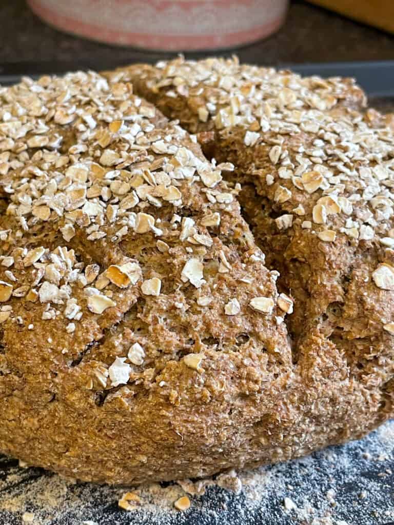 Soda bread baked and cooling down.