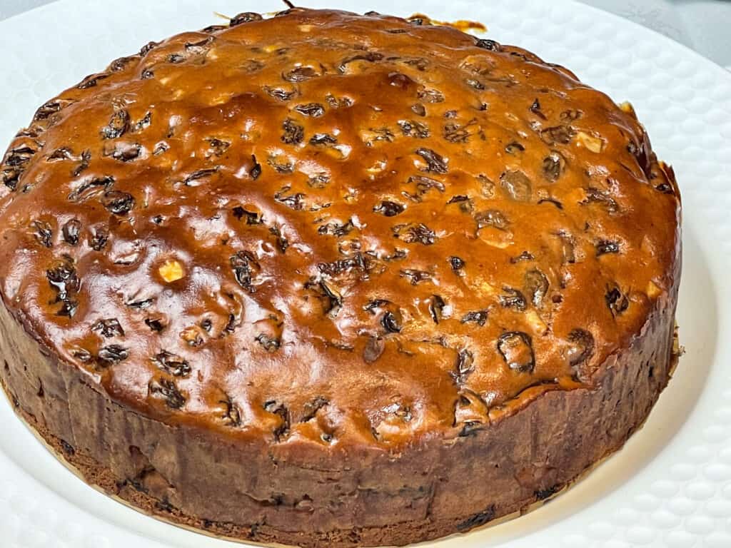 Baked Christmas cake removed from the cake pan.