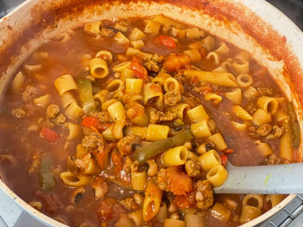 Goulash cooking.