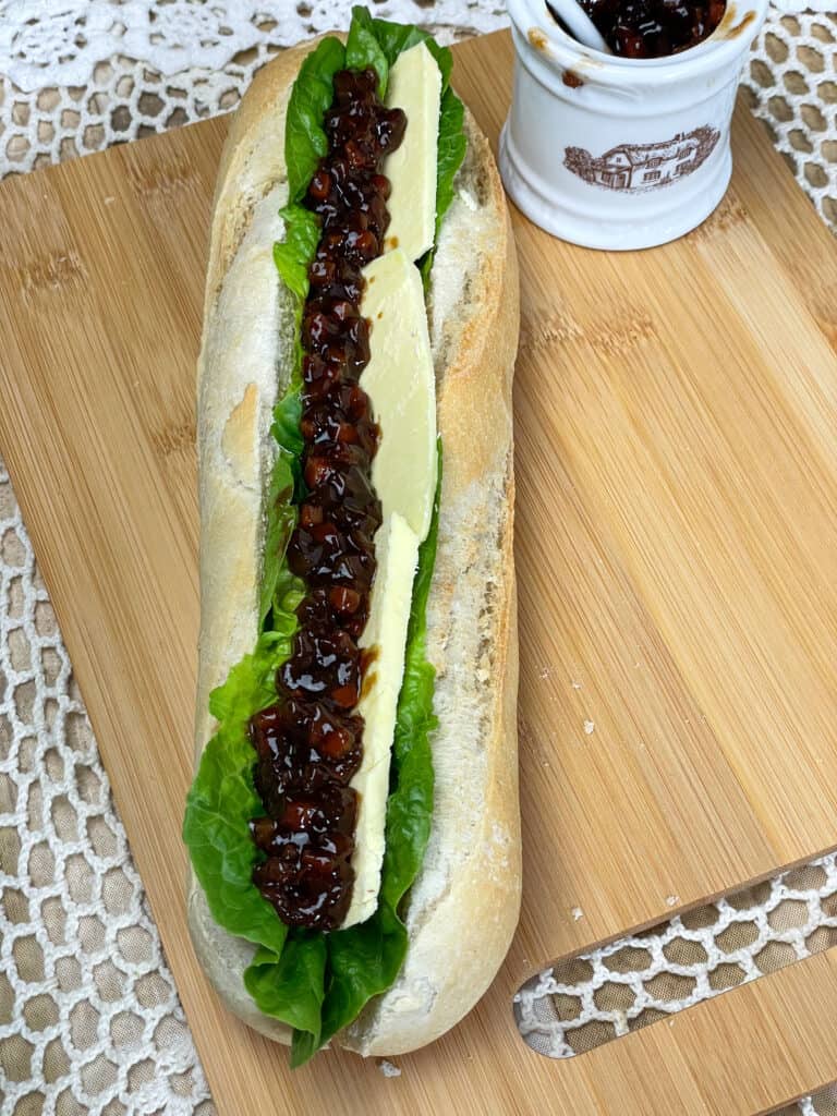 Pickle added to baguette.