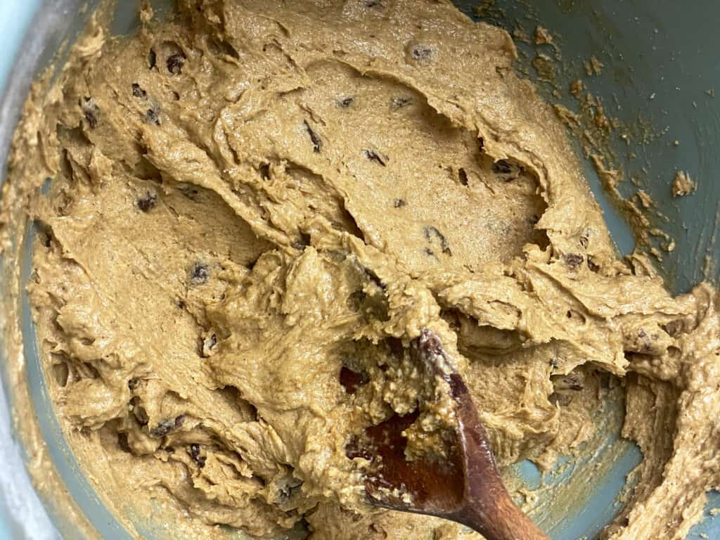 treacle bun mixture stirred and ready to add to the paper baking cases.