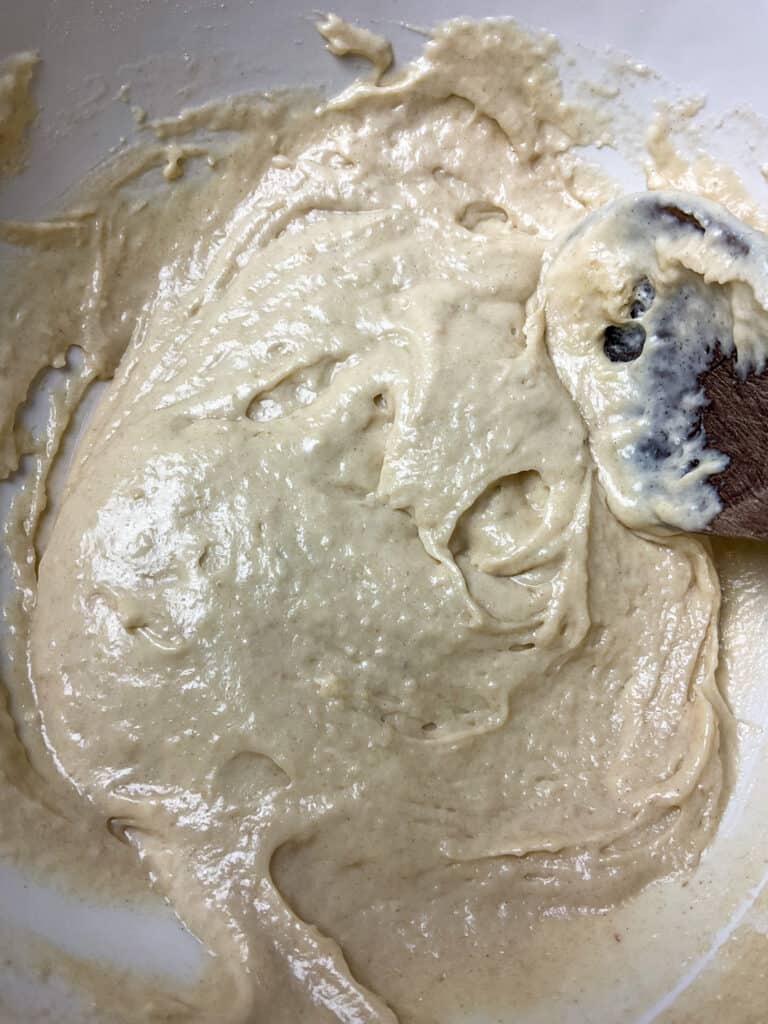 steamed jam pudding ingredients mixed.