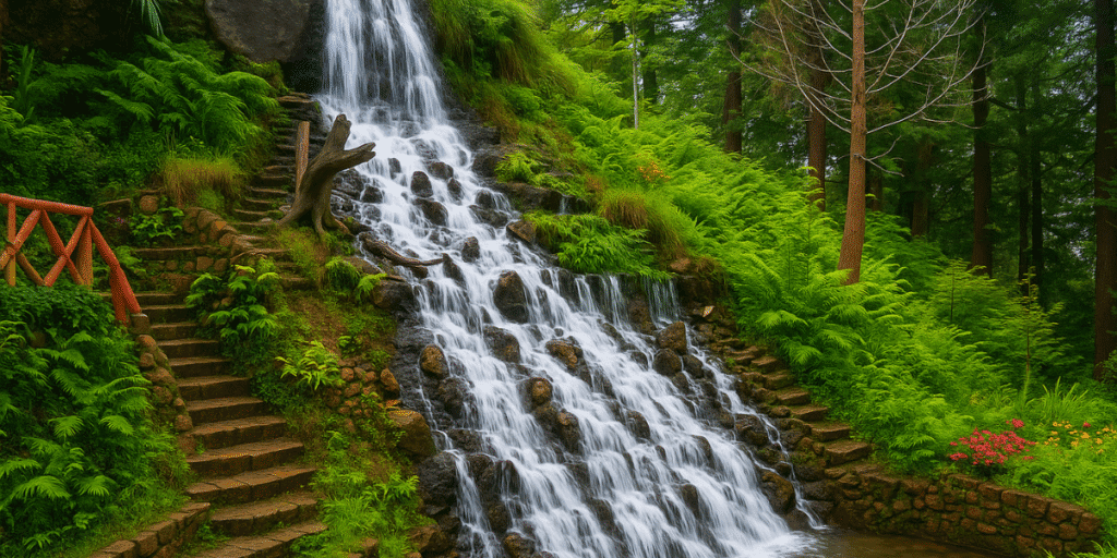 a waterfall in Mussoorie Company Garden