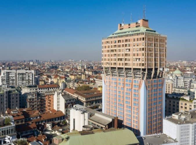Luxury skyscraper in Rome skyline with panoramic city views from high-rise building.