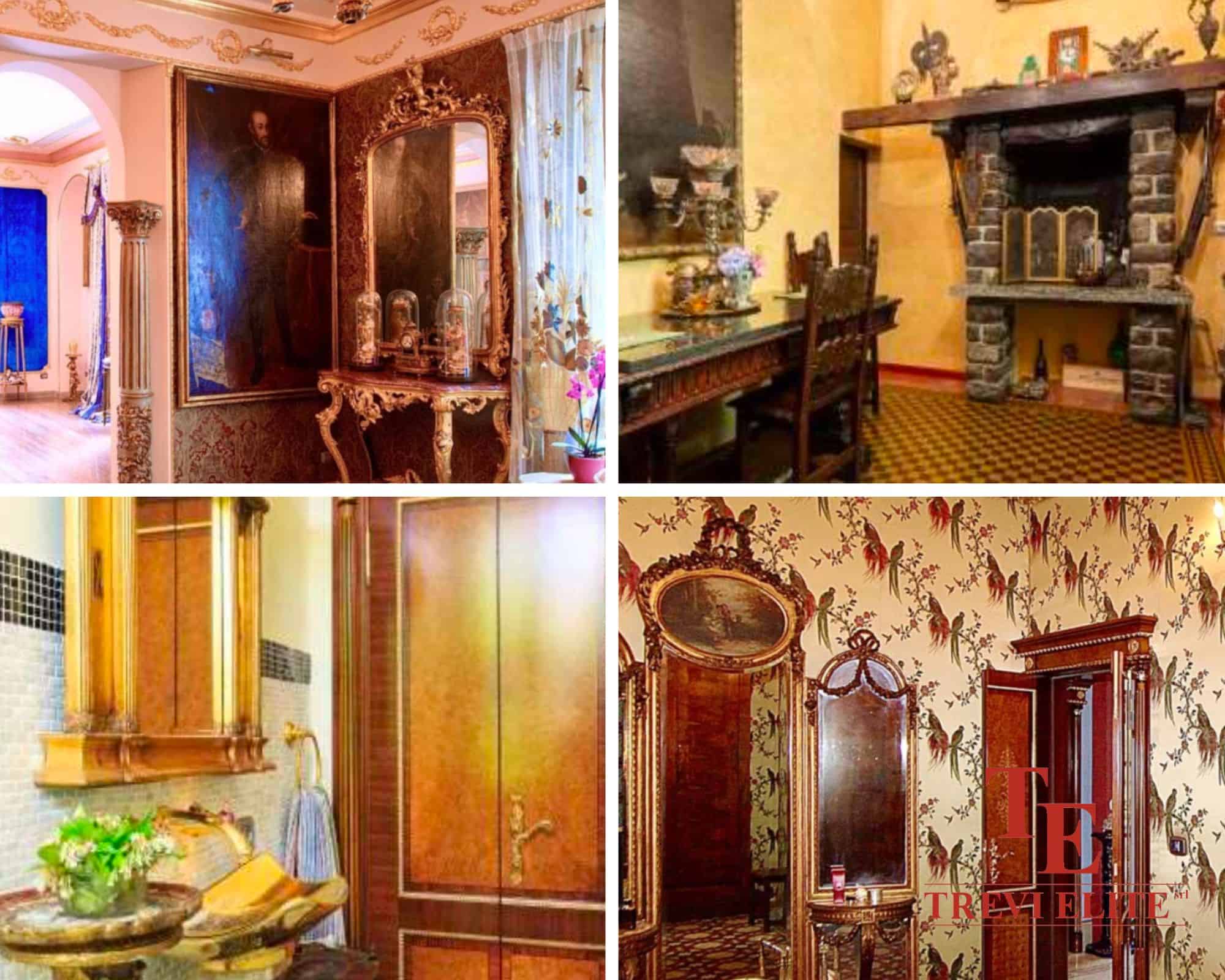 Luxurious Italian interior with ornate gold accents and vintage furnishings. Classic decor highlights opulence and timeless elegance in every room.