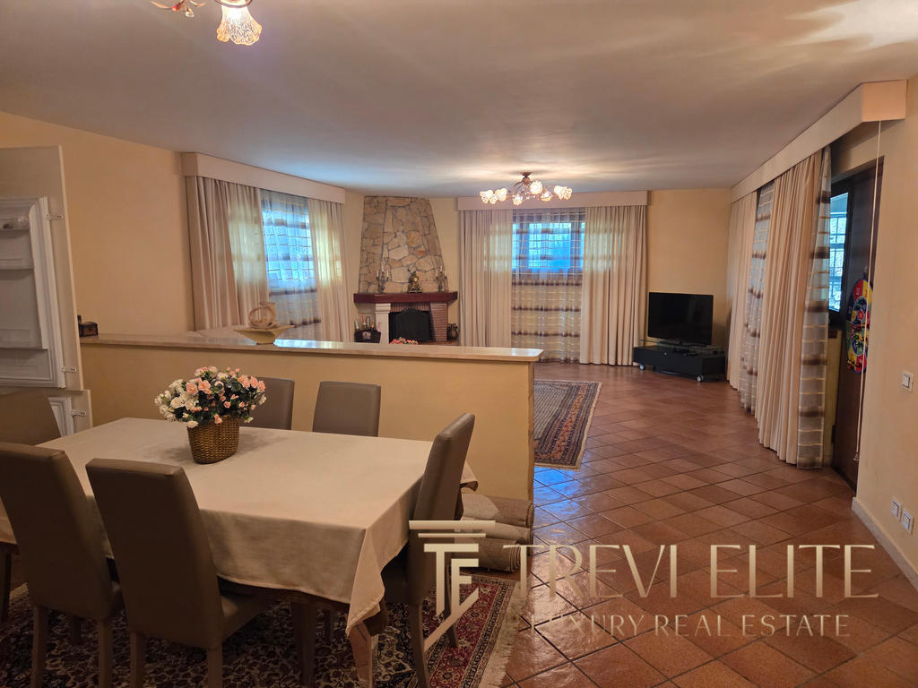 Spacious living room with elegant decor, cozy fireplace, and ample natural light in a luxurious Italian property. Perfect for comfortable living and entertaining guests.