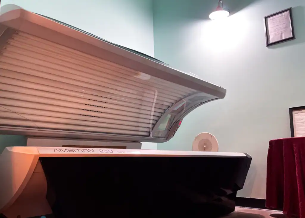 Tanning bed inside Triangle Fitness in Welcome and Arcadia, NC.