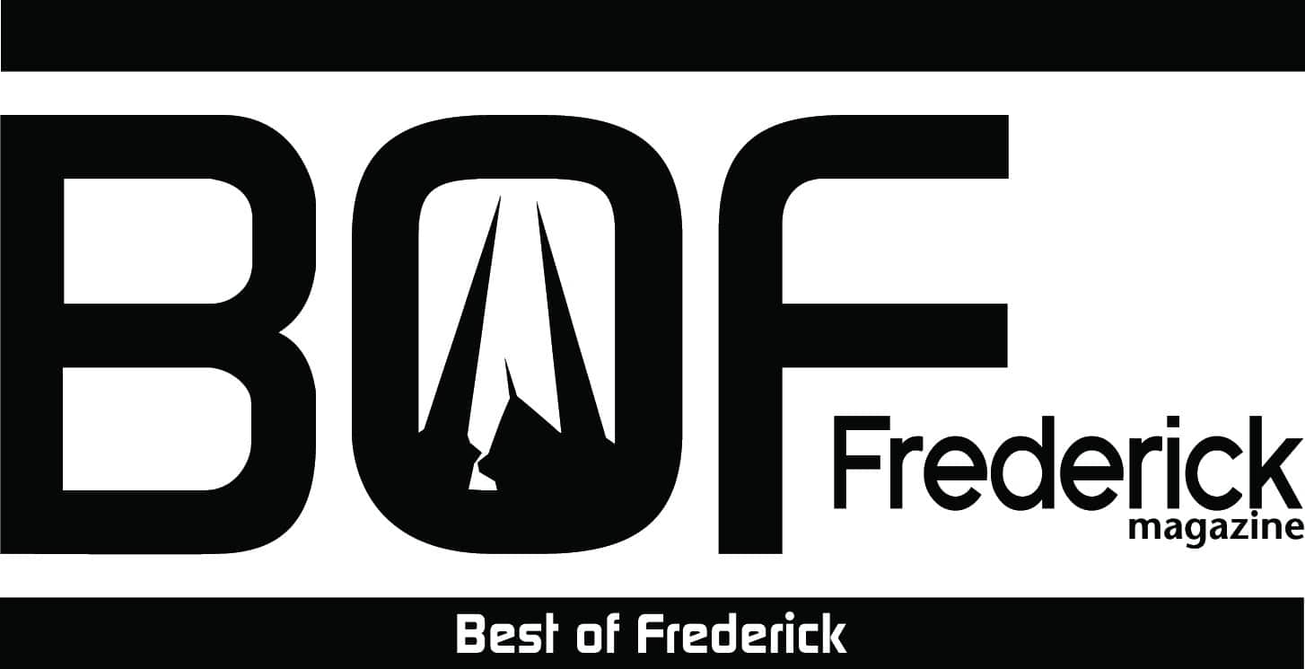 Bold &Quot;Bof&Quot; Text With A Stylized Mountain Icon Inside The &Quot;O,&Quot; Next To &Quot;Frederick Magazine.&Quot; Text Below Reads &Quot;Best Of Frederick.&Quot; Black And White Color Scheme.