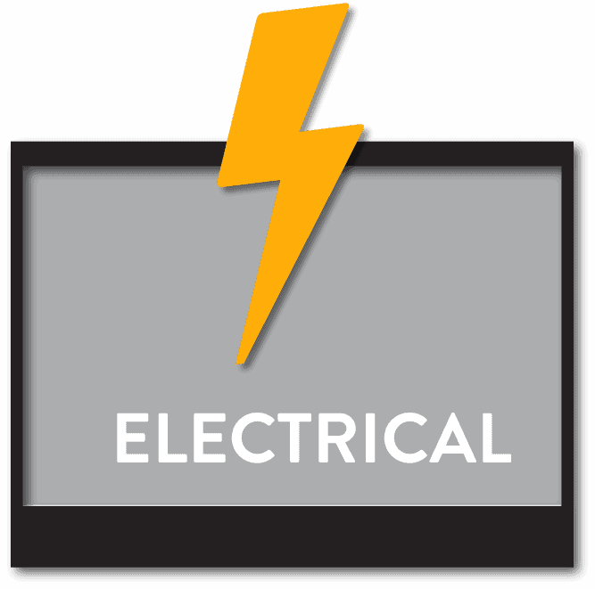 A Yellow Lightning Bolt Above The Word &Quot;Electrical&Quot; On A Gray Background.