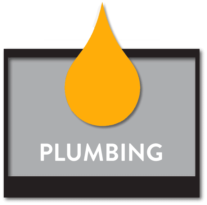 Gray Sign With An Orange Drop-Shaped Design Above The Word &Quot;Plumbing&Quot; In White Text.