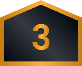 A Black Shield-Shaped Badge With A Gold Outline, Featuring The Number 3 In Gold At The Center—Perfect For Highlighting Top Options In Hvac Financing.