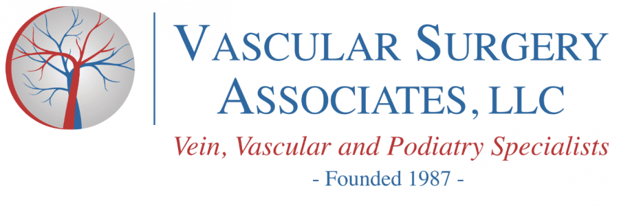 Logo of Vascular Surgery Associates, LLC featuring a stylized tree with red and blue branches representing vascular health.