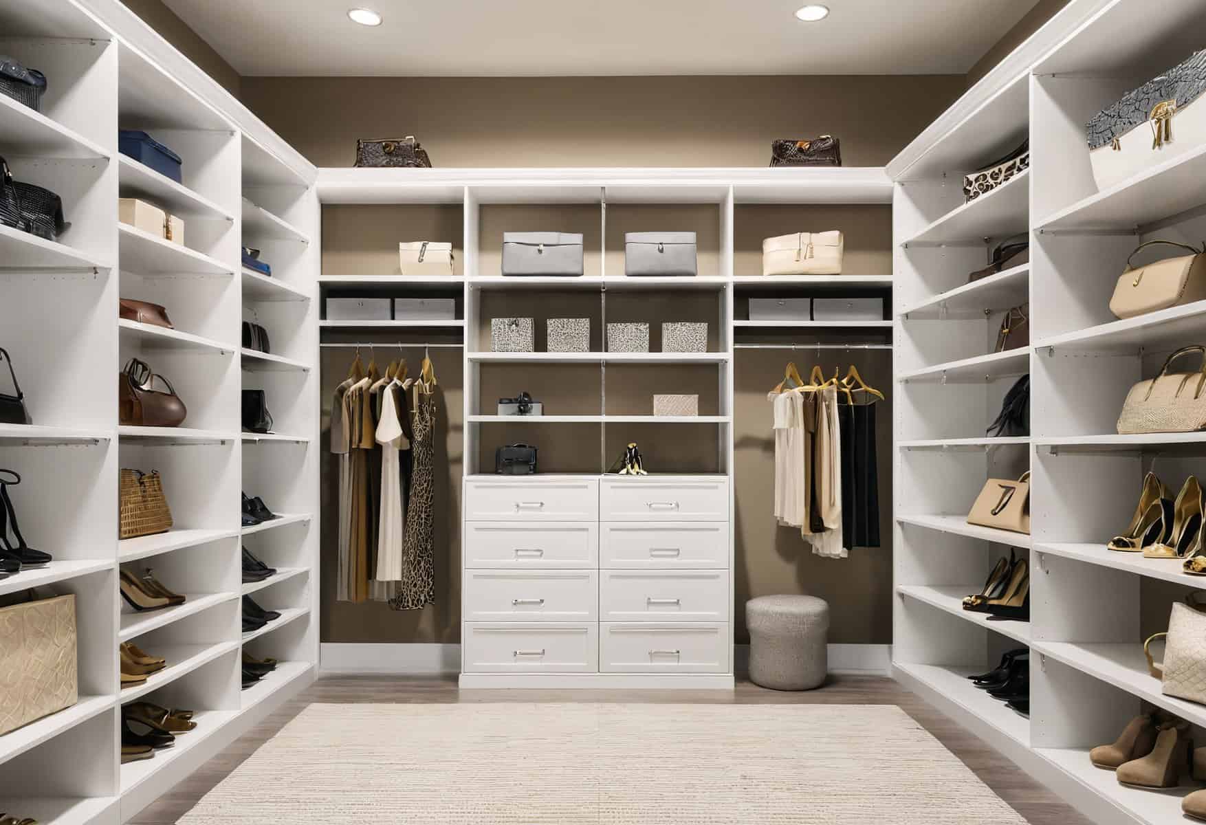 Functional and stylish walk-in closet with personalized design. Functional and stylish walk-in closet with personalized design.