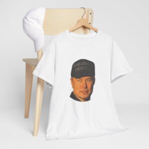 Dark MAGA, Elon Musk, MAGA, Trump T-Shirt (Color White, Front)