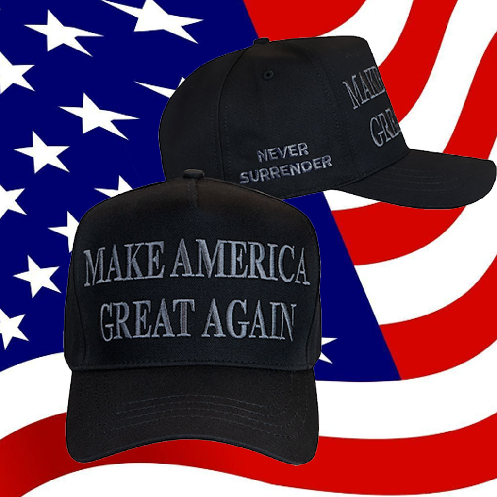 Never Surrender, Black MAGA Hat