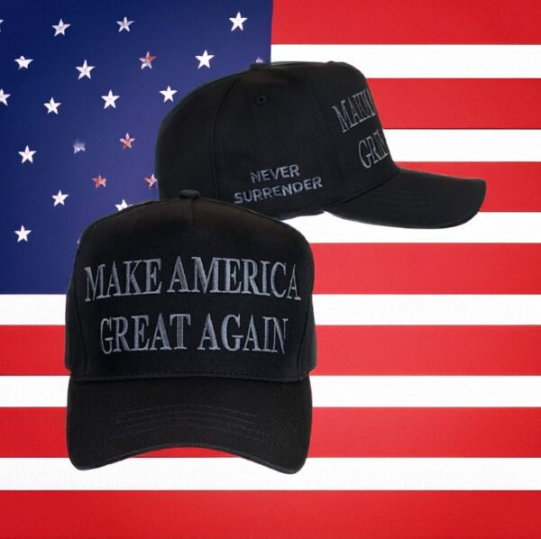 Never Surrender, Black MAGA Hat