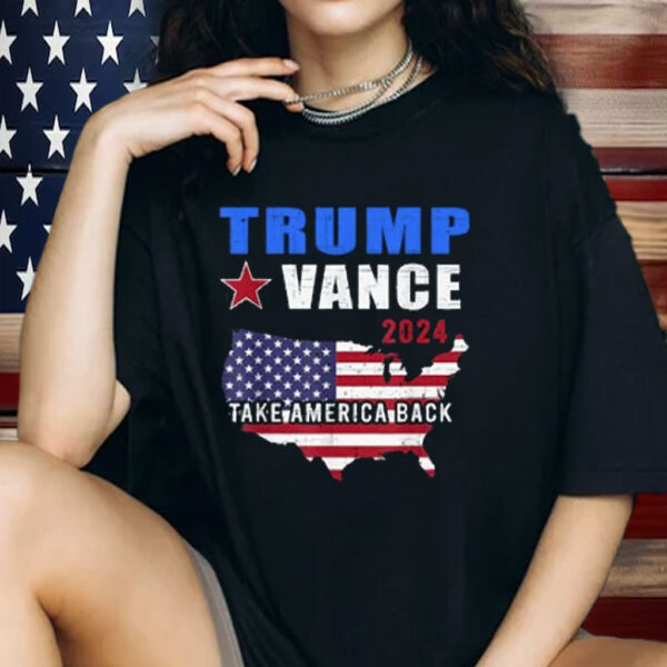 Trump Vance 2024 Distressed Flag Take America Back 45-47 Shirt